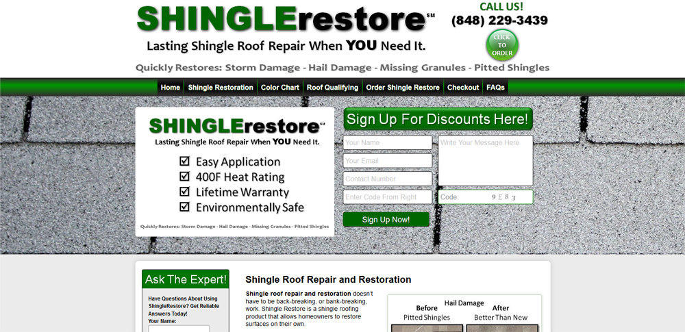 roofing product website design